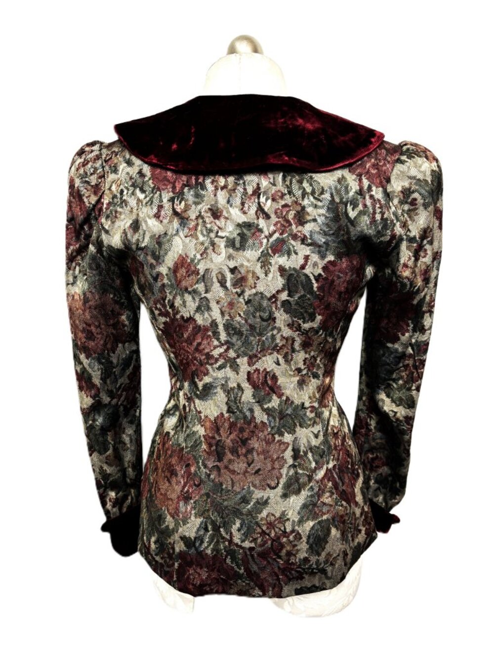 VTG 90’s Scott McClintock Wine Floral Button Jacket Top Sz 12 - Picture 4 of 12